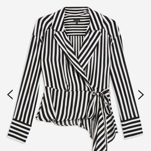 Topshop Stripe Tie Wrap Blouse